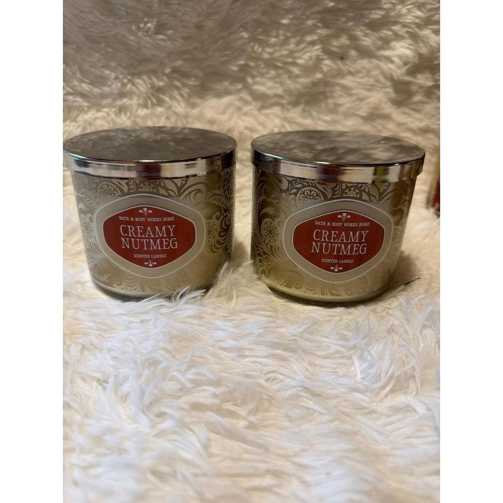 creamy nutmeg candle bath body works set of 2